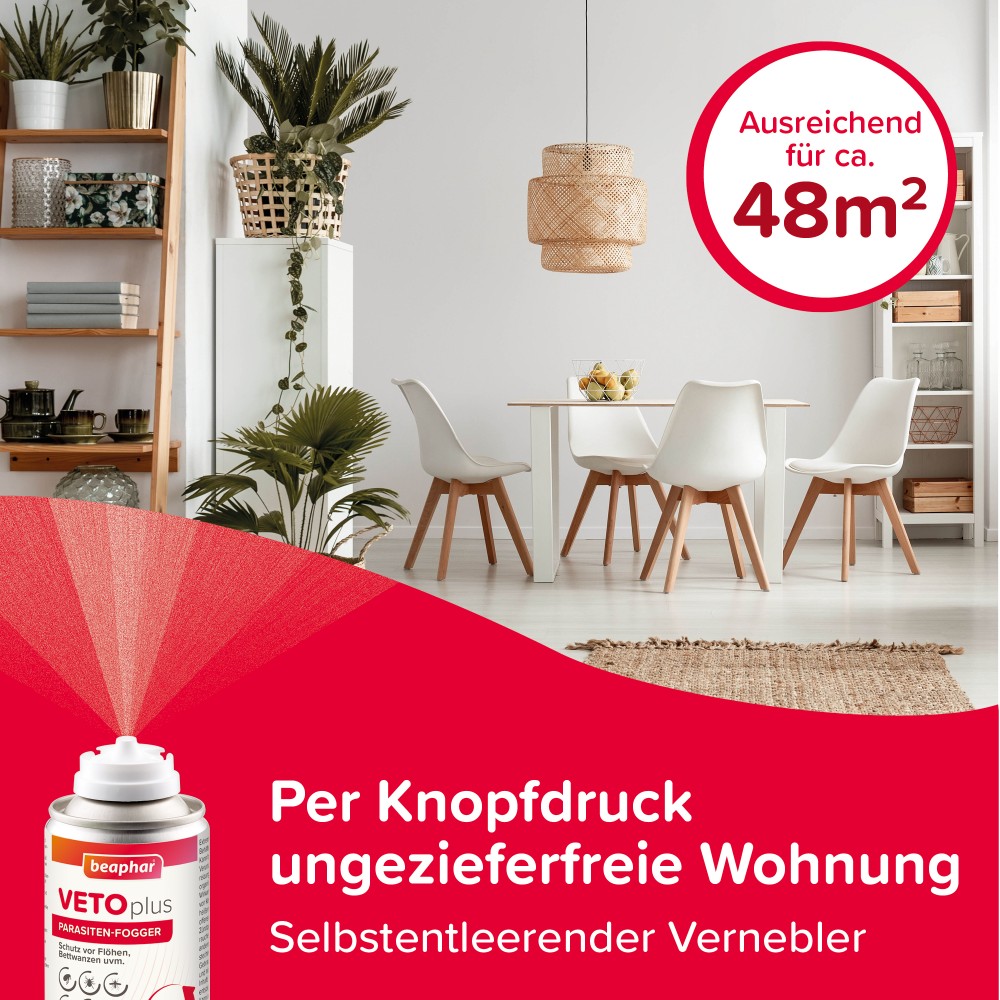Beaphar VETOplus Parasiten-Fogger 200 ml | Floh- & Bettwanzenbekämpfung für Zuhause | 1 * 200 ml Dose