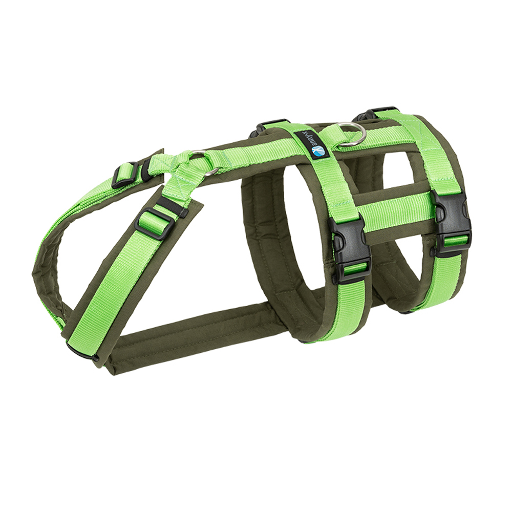 Anny-X Brustgeschirr Safety Fun Oliv-Hellgrün | Ausbruchsicheres Hundegeschirr mit Taillengurt | Größe S (Brustumfang 52 - 64 cm)