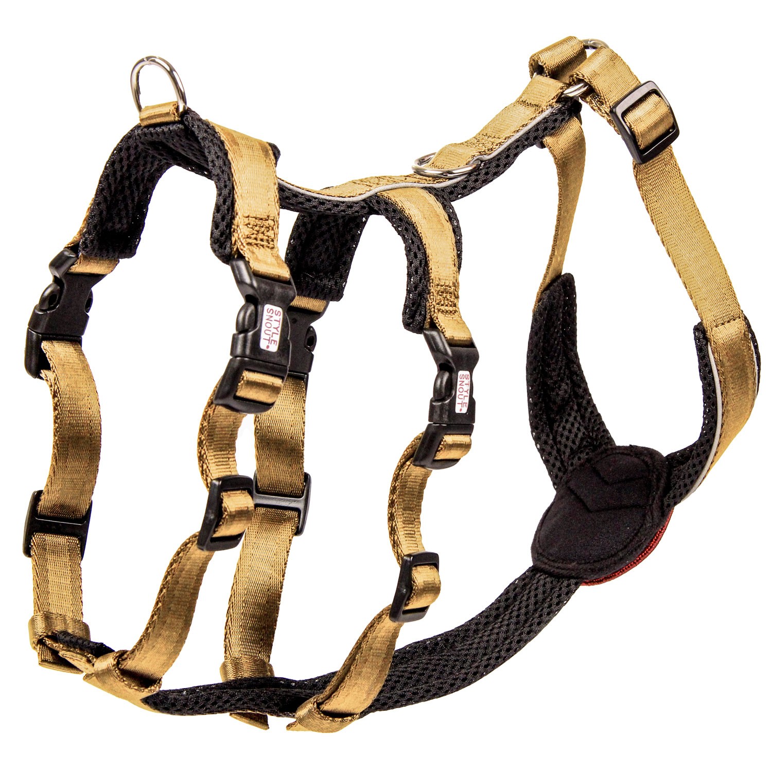 StyleSnout® Patch&Safe Brustgeschirr Gold | Sicherheits-/No-Escape-Geschirr | Gr. XXS (Bruststeglänge 21 cm) - 3,5 bis 5,5 kg