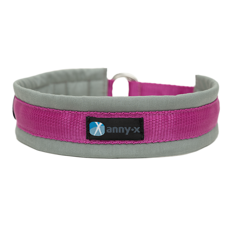 Anny·x Zugstopphalsband Fun Grau-Pink | Bequemer Sitz ohne Schliessen | Größe 2 (27-33 cm)