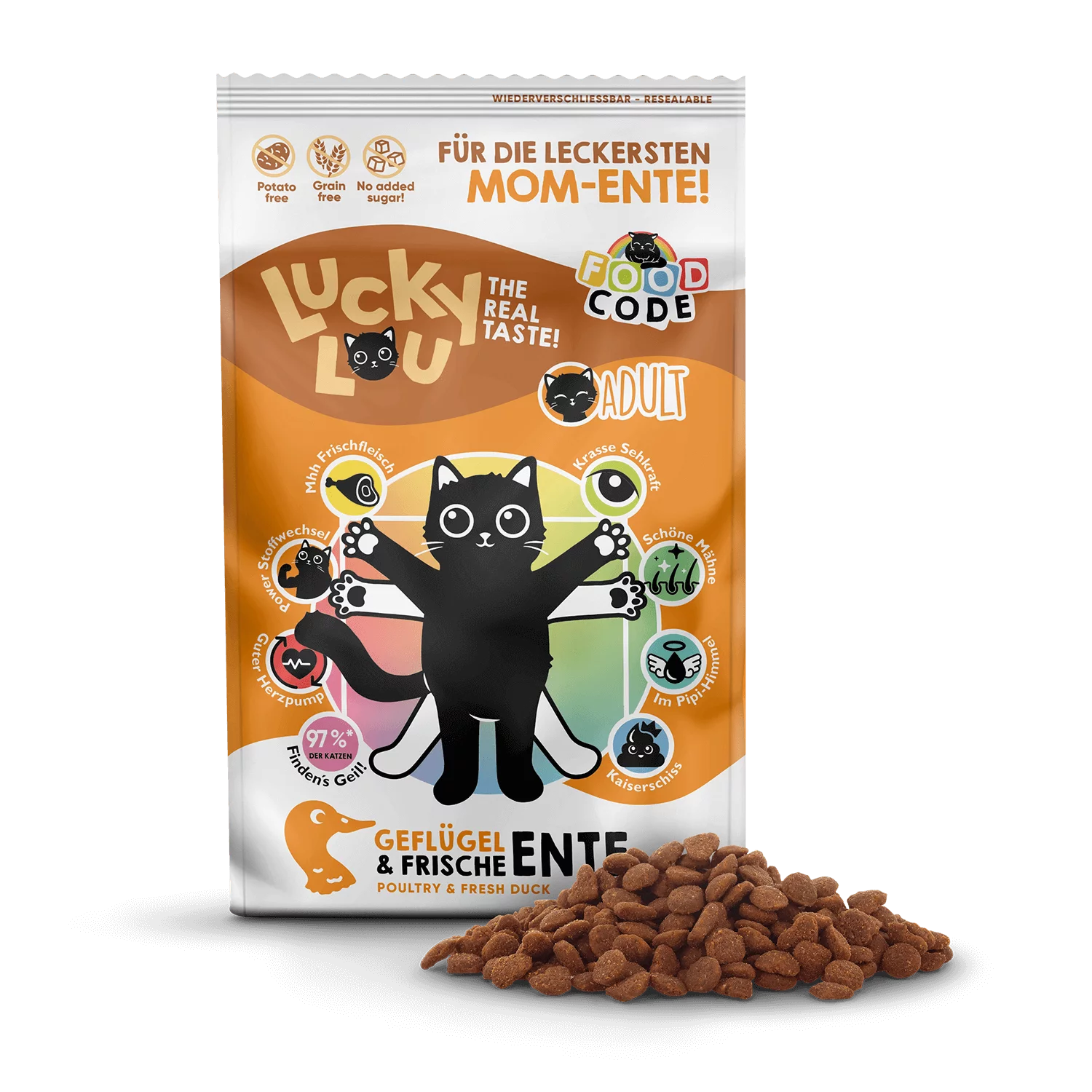 Lucky Lou® Food Code Adult Probier-Paket | Premium Trockenfutter für Katzen (4 Sorten, je 750 g)