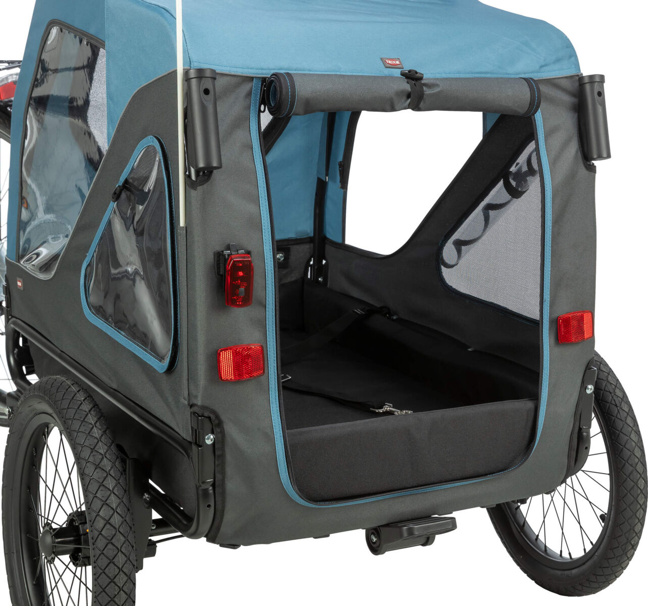 Trixie Fahrrad-Anhänger für Hunde Blau-Grau | Zusammenklappbar inklusive Anhängerkupplung | Model 12821