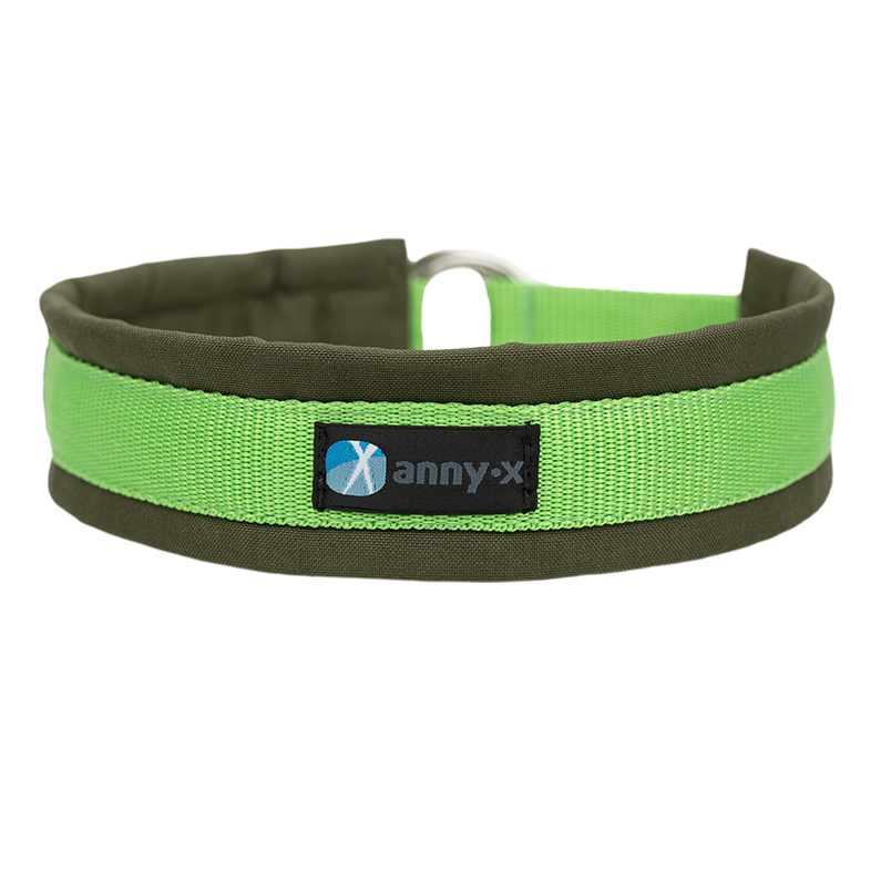 Anny·x Zugstopphalsband Fun Oliv-Hellgrün | Bequemer Sitz ohne Schliessen | Größe 2 (27-33 cm)