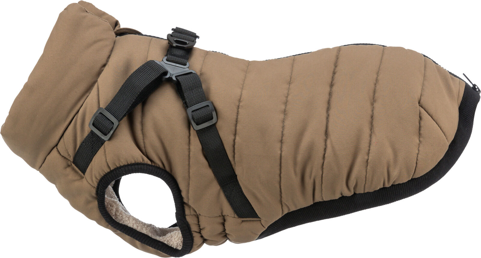 Trixie Wintermantel Pirou | Geschirr-Wintermantel für Hunde – warm, wasserdicht | Farbe Sand | Gr. XS 24 cm