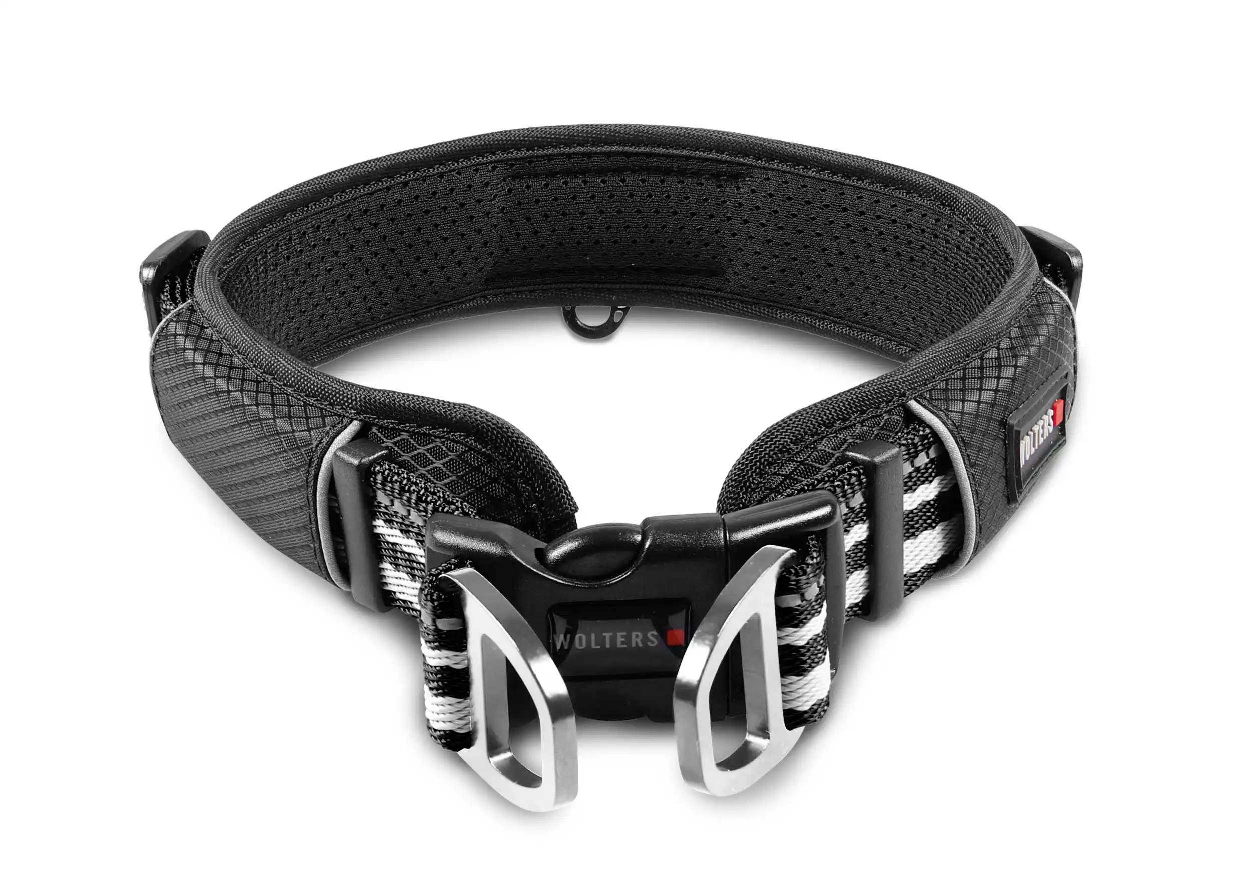Wolters Active Pro Halsband | Hundehalsband gepolstert mit Klickverschluss | Schwarz-Silber Gr. 1 (35-40 x 3 cm)
