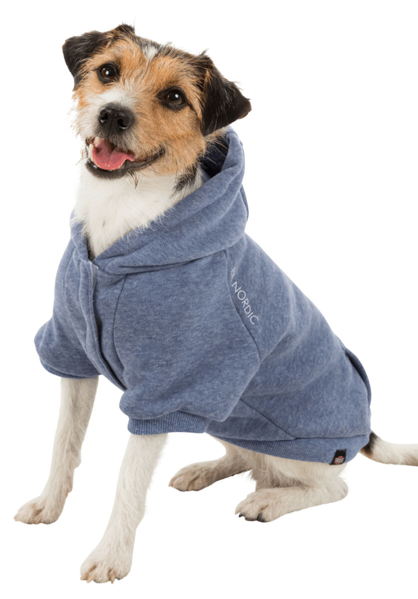 Trixie Hundepulli BE NORDIC Hoodie Flensburg | Hundepullover mit Kapuze | Farbe Blau - Gr. XS 27 cm Rückenlänge