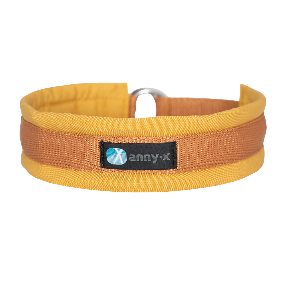 Anny·x Zugstopphalsband Fun Goldglöckchen | Bequemer Sitz ohne Schliessen | Größe 2 (27-33 cm)