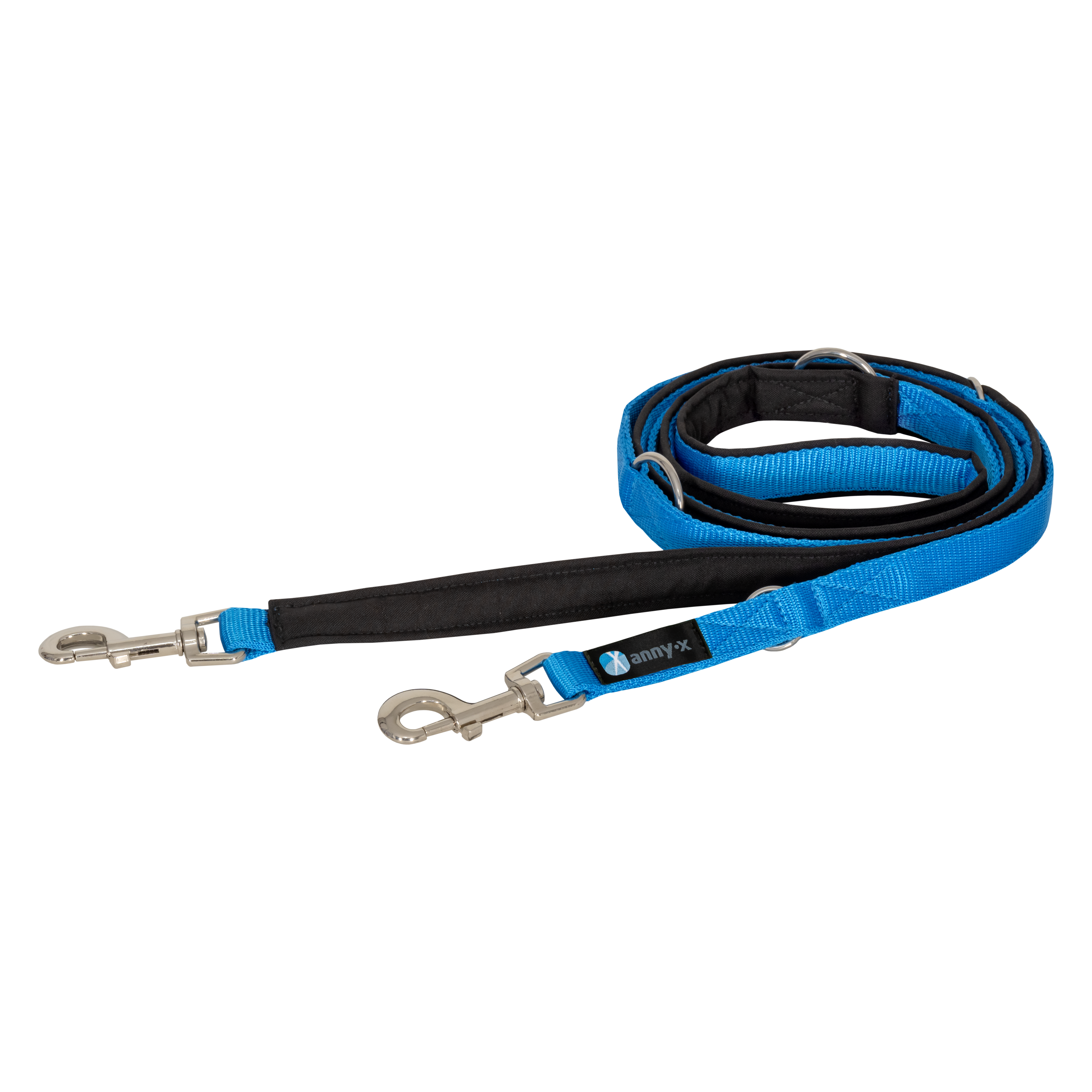 Anny·X Führleine Bolt Fun Schwarz-Blau | gepolsterte Hundeleine, verstellbare Leine mit Bolzenkarabiner | Größe Classic 3 m x 2,5 cm
