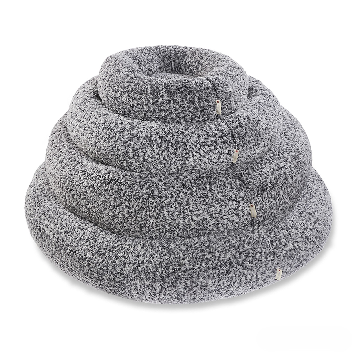WOLTERS Hundekörbchen Sweet Dreams | Hundebett aus besonders kuscheligem OEKO-TEX® Plüsch | Salt-Pepper - Gr. S (Ø 50 cm x 16 cm)