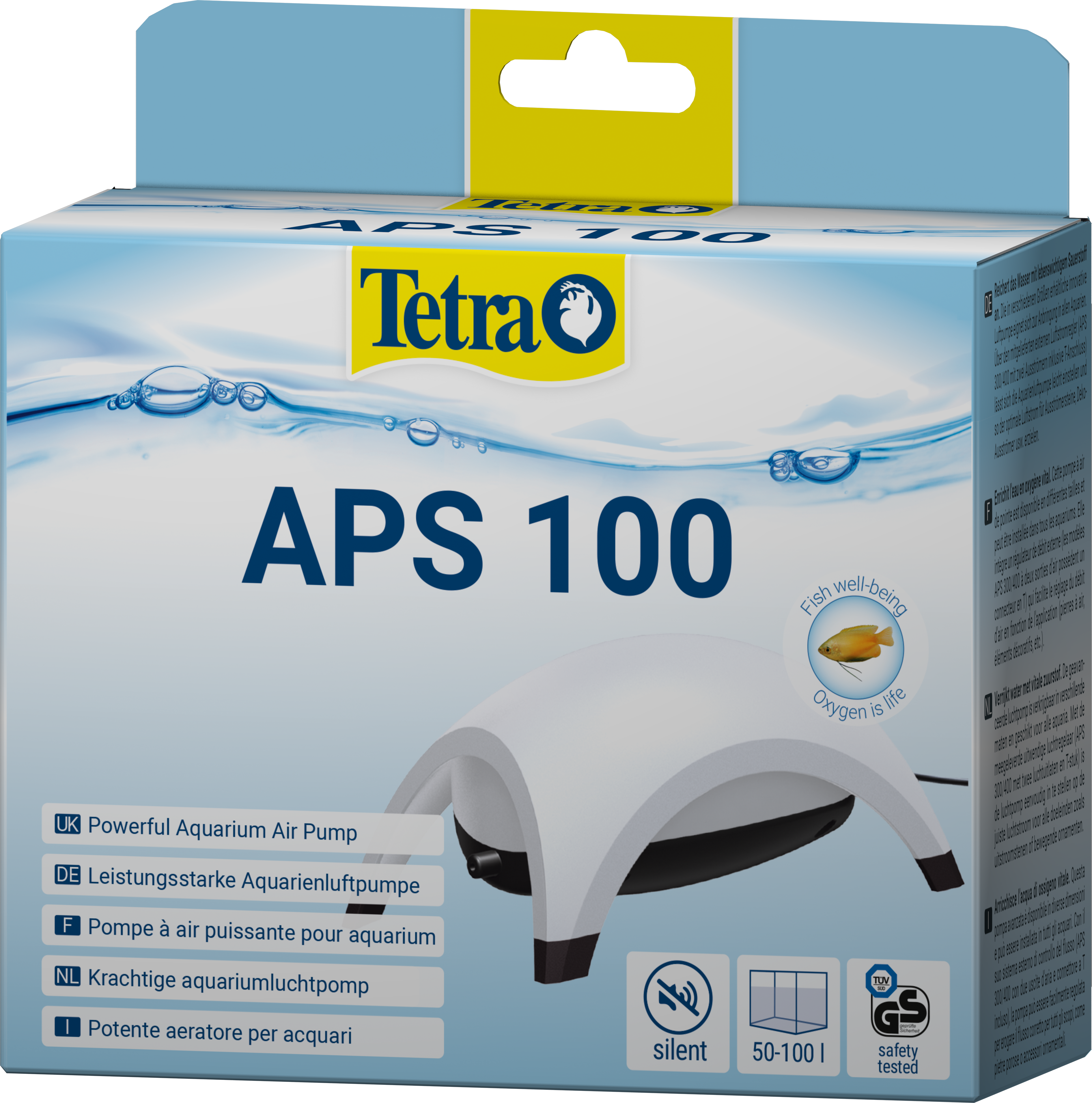 Tetra APS Aquarienluftpumpe bis 100 l Aquariumgröße | Extrem leise & leistungsstark | APS100 Weiß