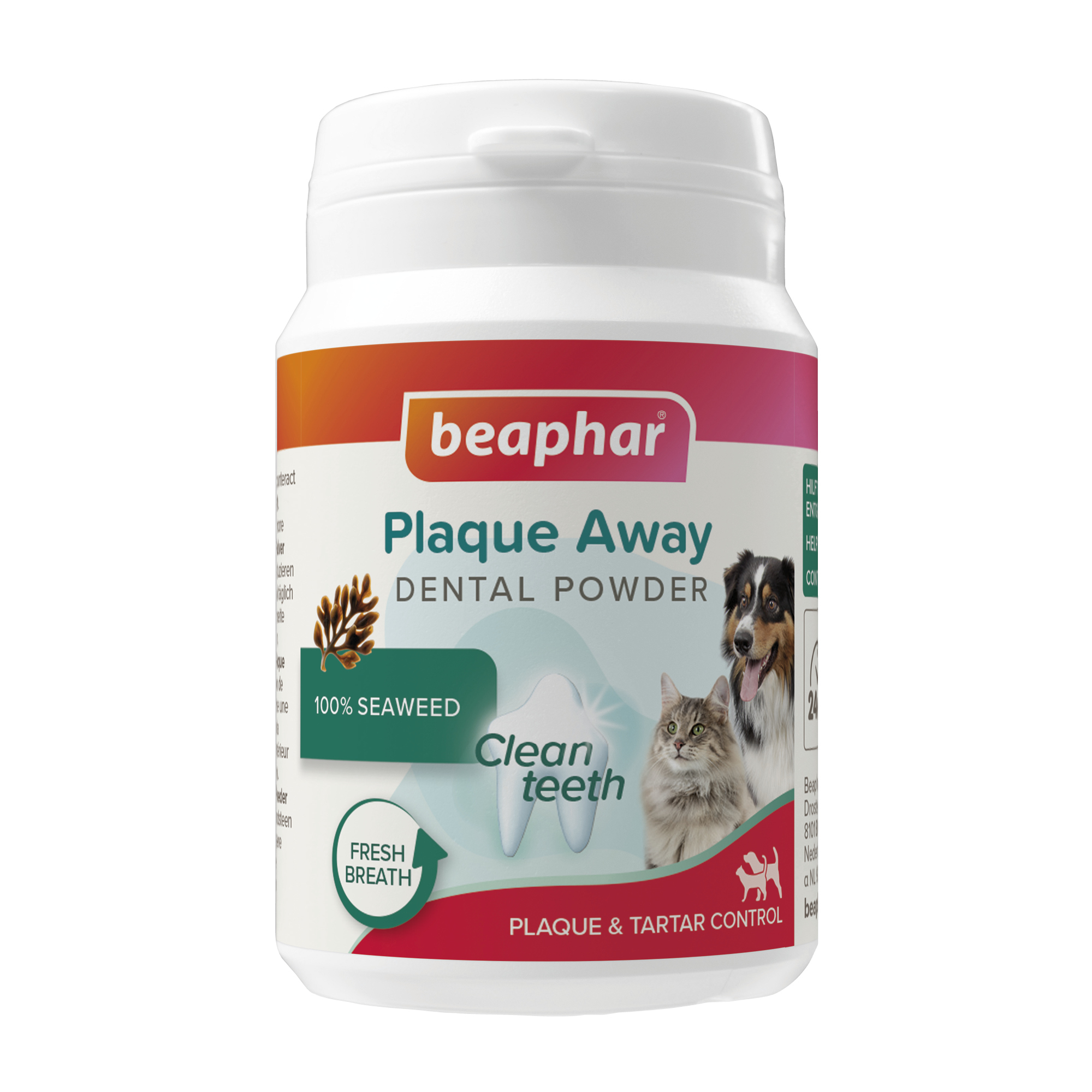 Beaphar Plaque Away Dental Powder | Zahnpflege Pulver für Hunde & Katzen (80 g)