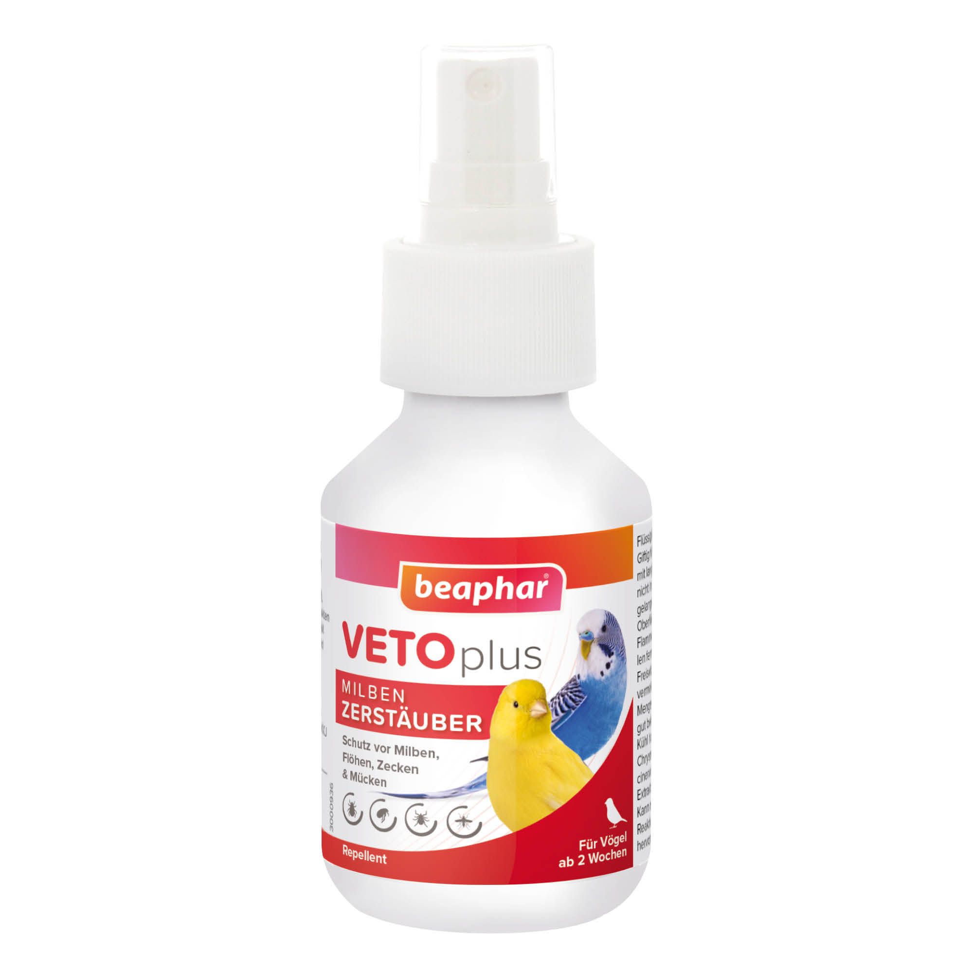 Beaphar VETOplus Milben-Zerstäuber für Vögel | Sofortschutz vor Parasiten | Flasche 100 ml