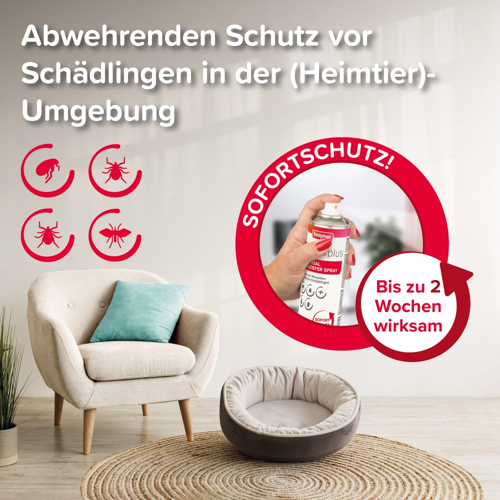 Beaphar VETOplus Universal Ungeziefer Spray | zur Behandlung von Schlafplätzen, Teppichen, Laufwegen, Möbeln | Dose 750 ml