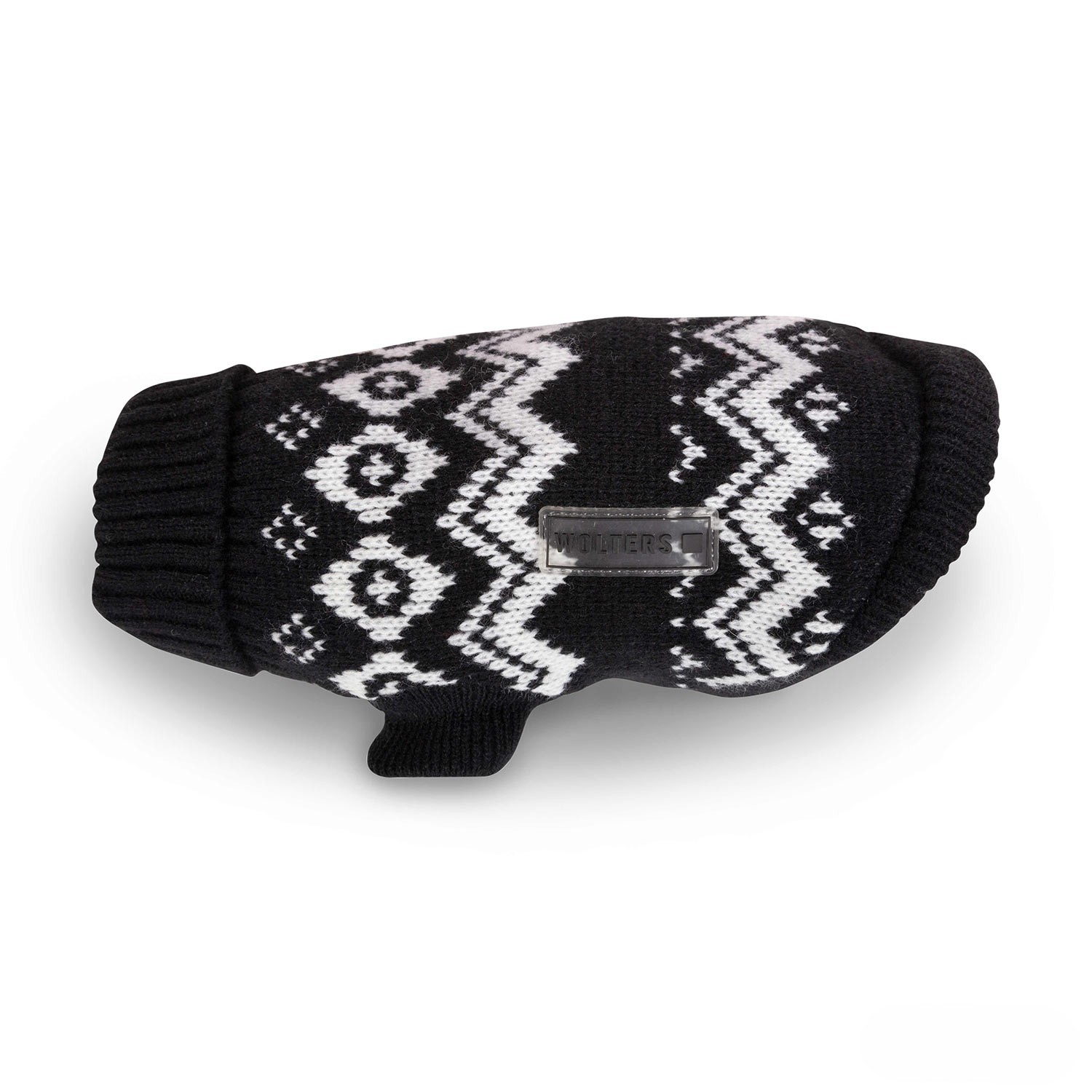 Wolters Strickpullover Norweger Schwarz-Weiß | Hundepullover mit Norweger-Strickmuster | Gr. 20 (Rückenlänge 19 - 21 cm)