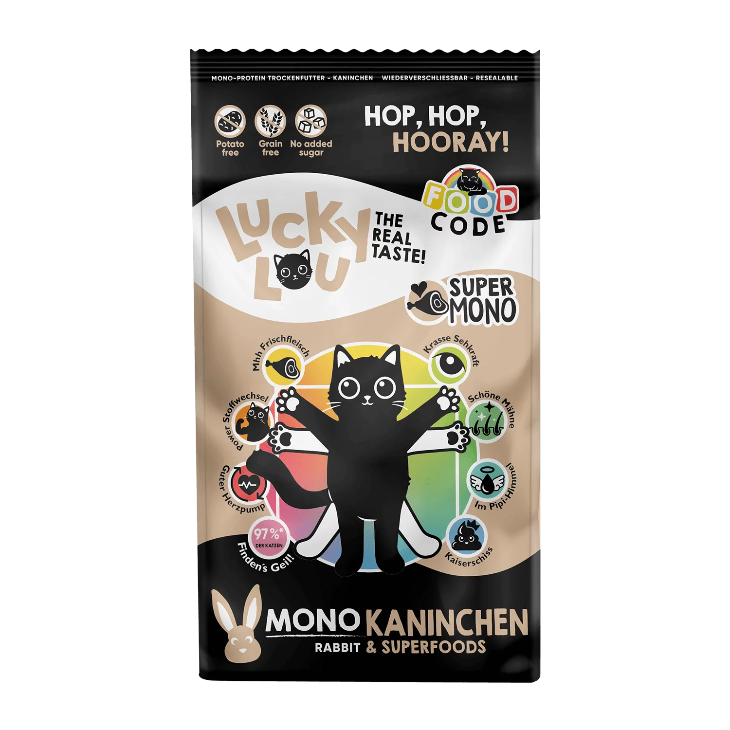 Lucky Lou® Food Code Mono | Premium Trockenfutter für Katzen | Kitten - Adault- Senioren Kaninchen
