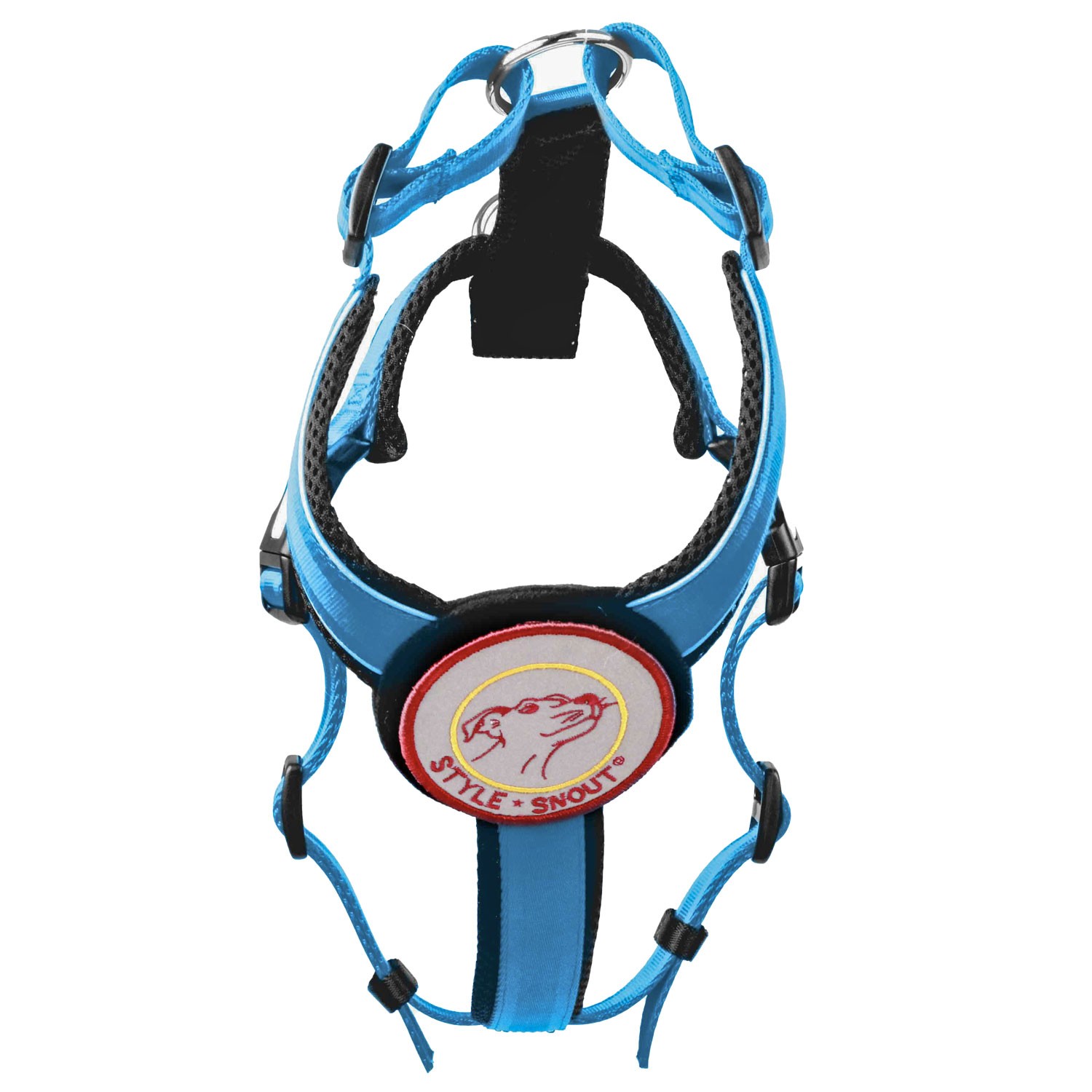 StyleSnout® Patch&Style Brustgeschirr Blau | Sicherheit, Komfort & individueller Style | Gr. XS (Bruststeglänge 18 cm) - 6 bis 12 kg