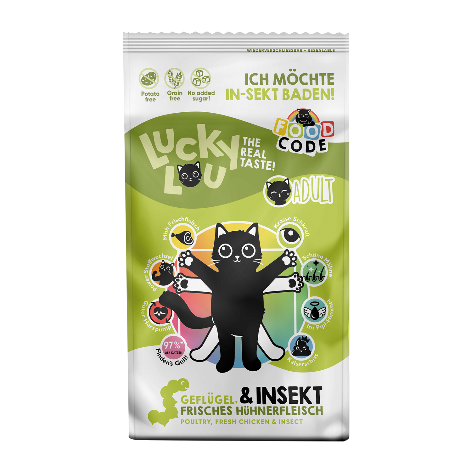 Lucky Lou® Food Code Adult Probier-Paket | Premium Trockenfutter für Katzen (4 Sorten, je 340 g)