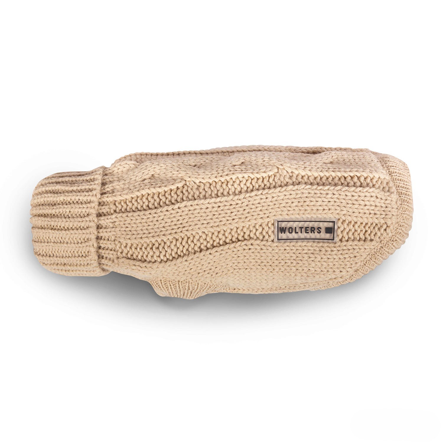 Wolters Strickpullover Zopf Breite Brust Beige | Pullover für Mops, Bulli & Co. mit Zopf-Strickmuster | Gr. 40 (Rückenlänge 38 - 40 cm)