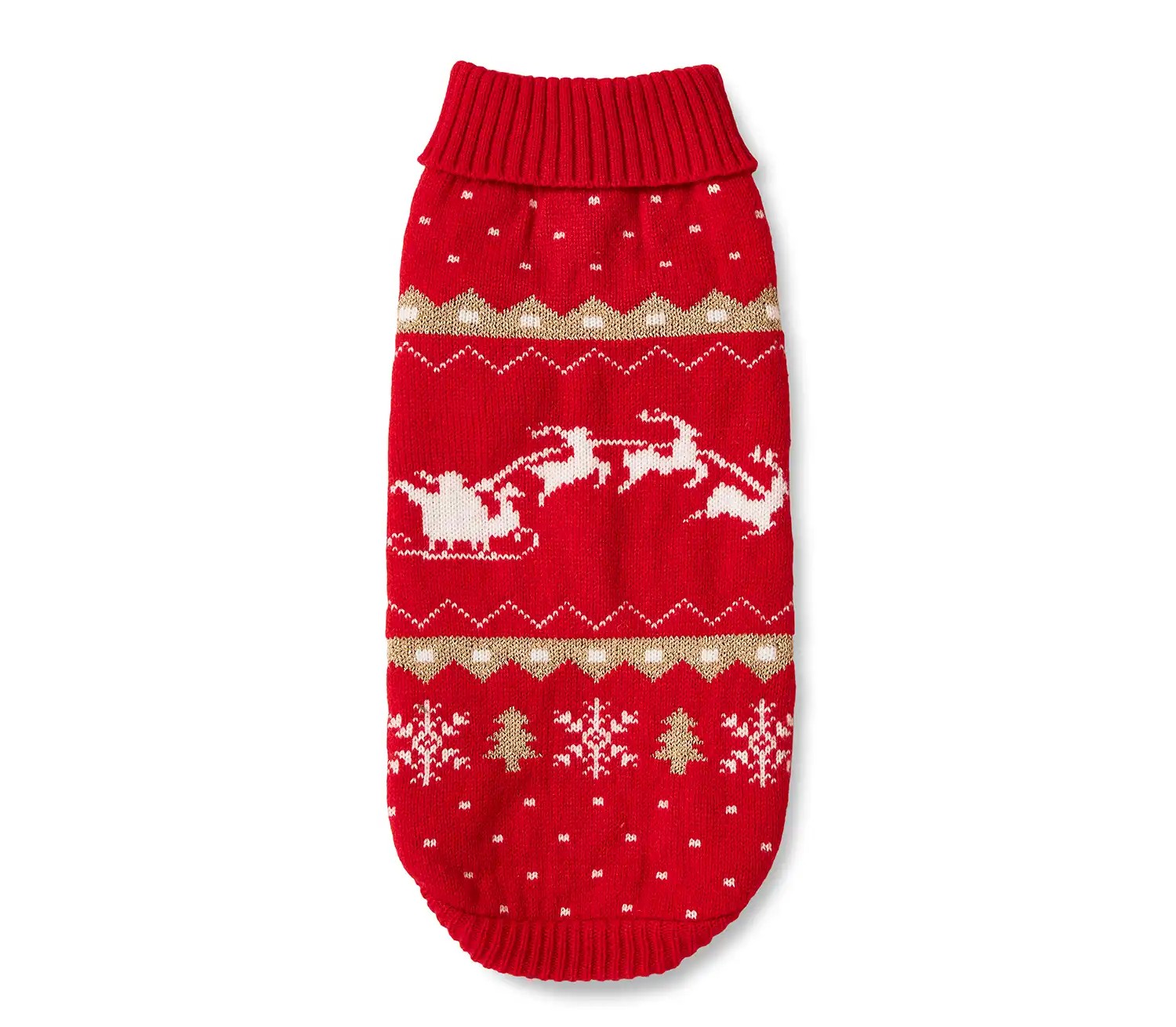 Wolters Strickpullover Santa Rot-Gold | Hundepullover mit weihnachtlichen Strickmuster | Gr. 20 (Rückenlänge 19 - 21 cm)