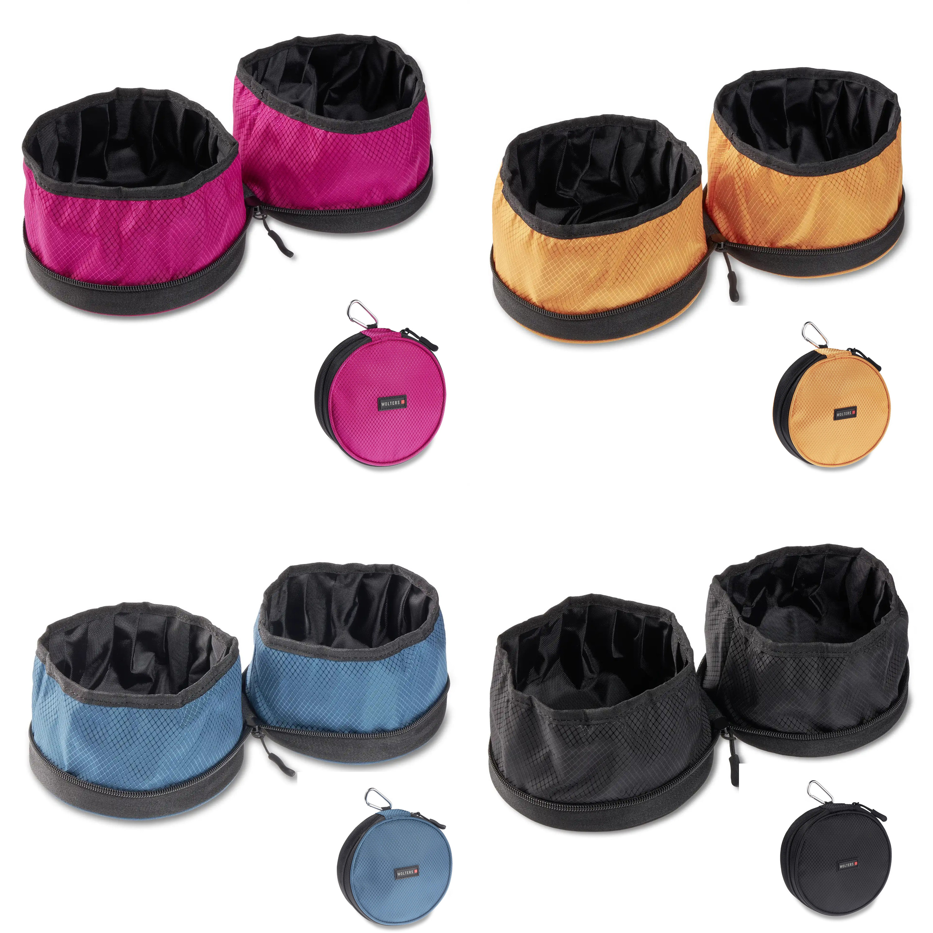 Wolters Reisenapf Travel Duo | faltbarer Doppelnapf für unterwegs Ø 15 cm  | Magenta