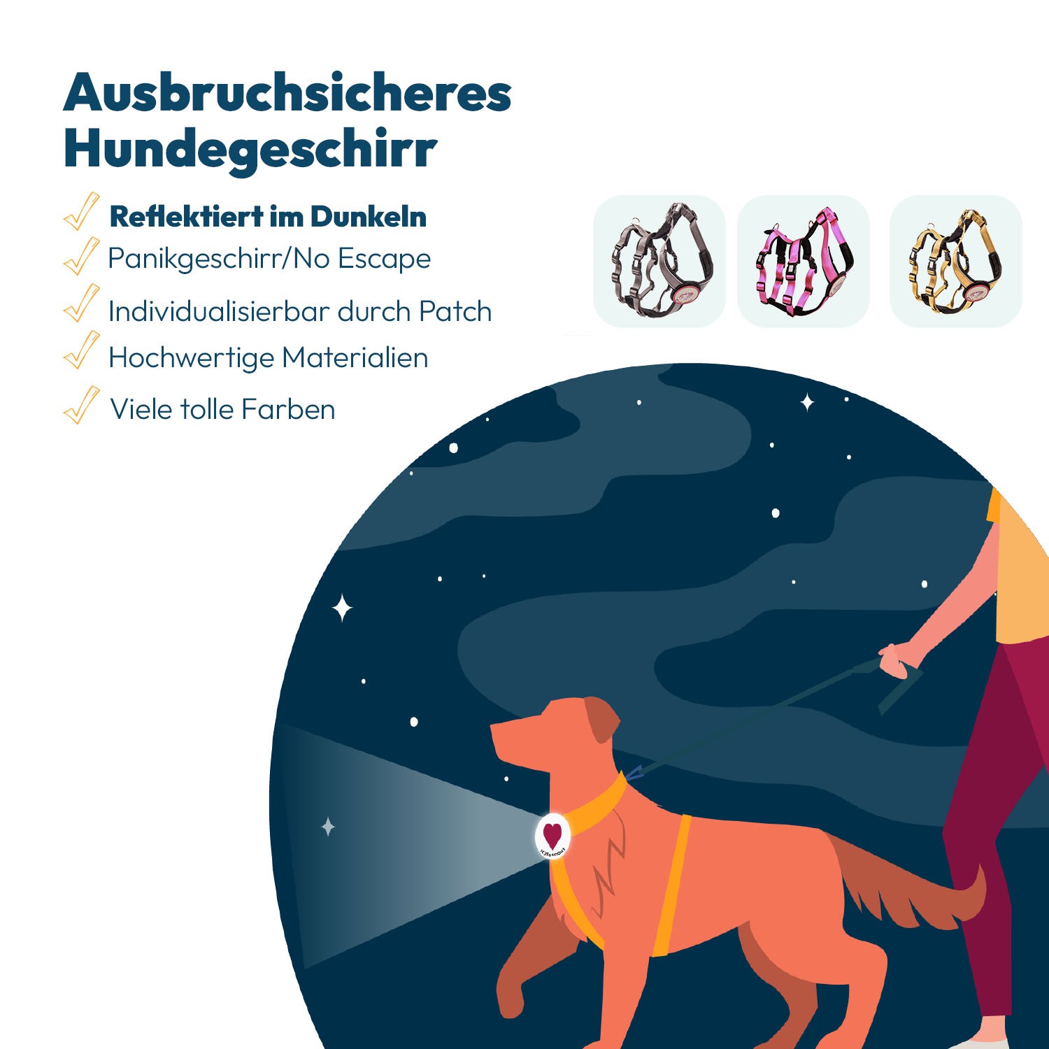 StyleSnout® Patch&Safe Brustgeschirr Gold | Sicherheits-/No-Escape-Geschirr | Gr. XXS (Bruststeglänge 21 cm) - 3,5 bis 5,5 kg