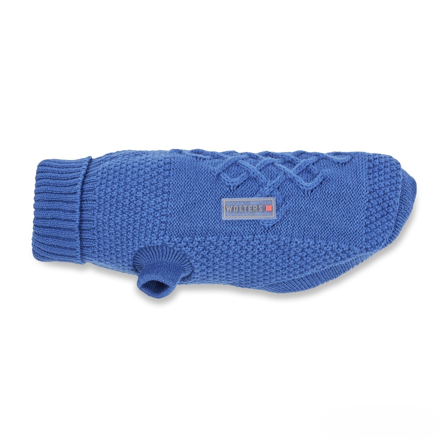 Wolters Strickpullover Tristan Royalblau | Hundepullover Strickmuster mit keltischem Knoten | Gr. 20 (Rückenlänge 19 - 21 cm)