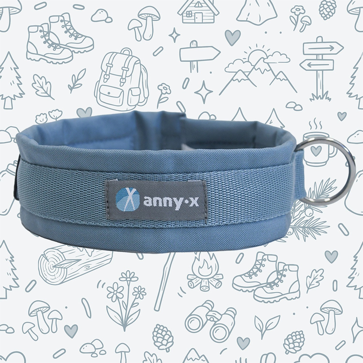 Anny·X Steckhalsband Fun Wacholder| Gepolstertes Hundehalsband Edition Wanderzeit | Gr. 2 (27-33 cm)
