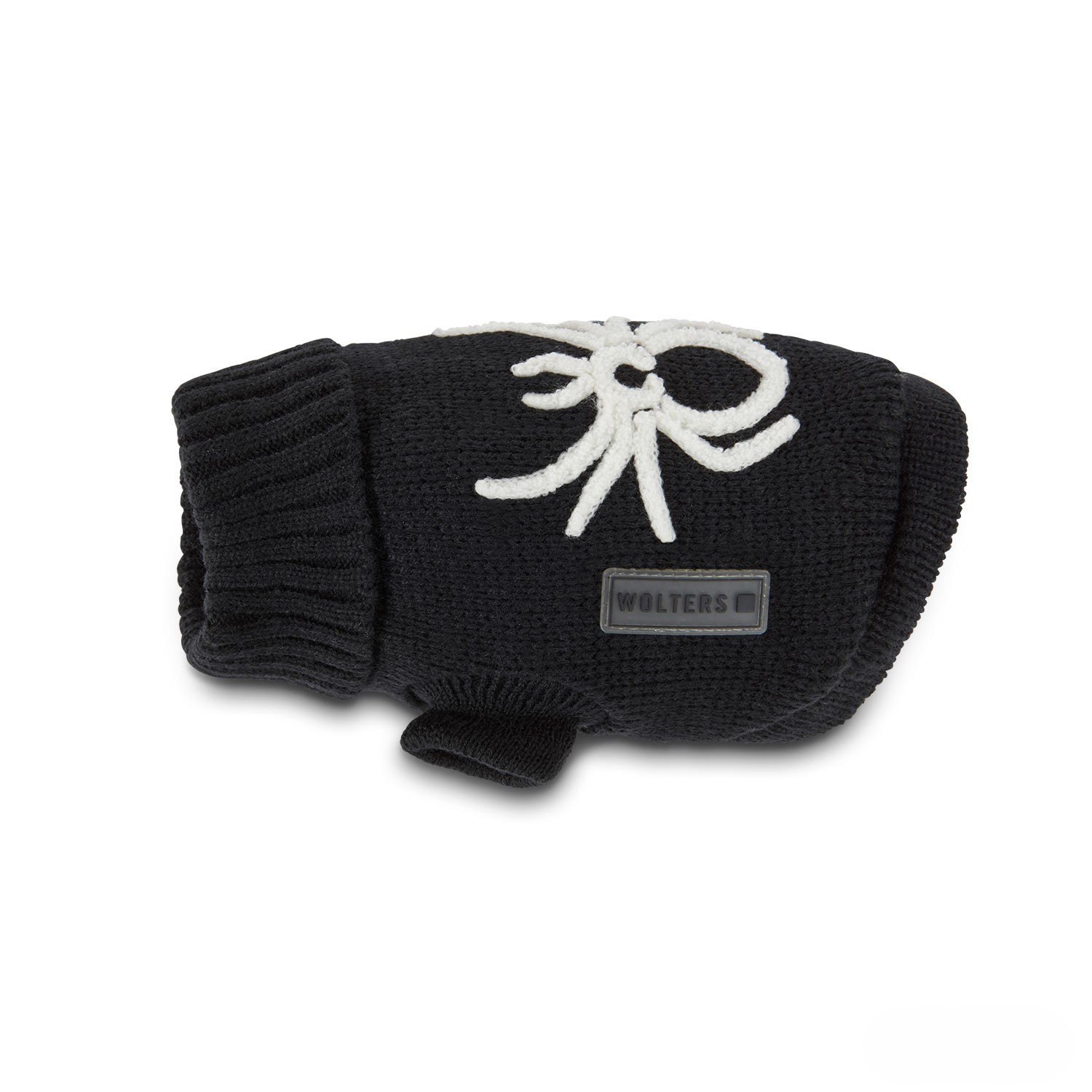 Wolters Strickpullover Motiv Spider | Hundepullover Schwarz mit Dekor | Gr. 20 (Rückenlänge 19 - 21 cm)