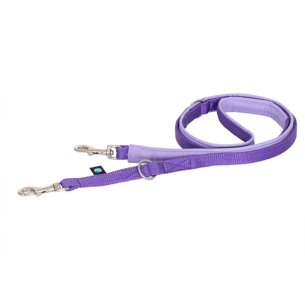 Anny·X Führleine Bolt Fun | verstellbare Hundeleine | gepolsterte Leine mit Bolzenkarabiner | Größe Middle - Farbe Lavendel