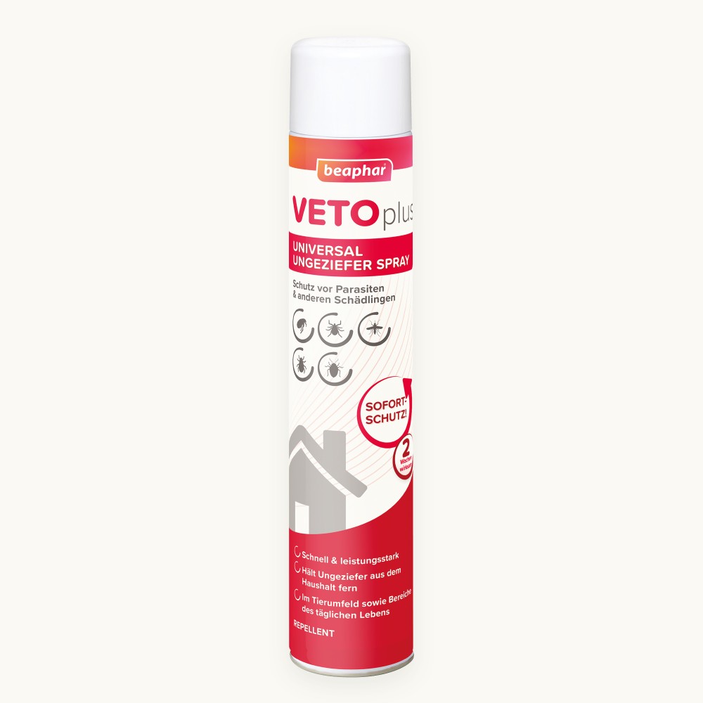 Beaphar VETOplus Universal Ungeziefer Spray | zur Behandlung von Schlafplätzen, Teppichen, Laufwegen, Möbeln | Dose 750 ml