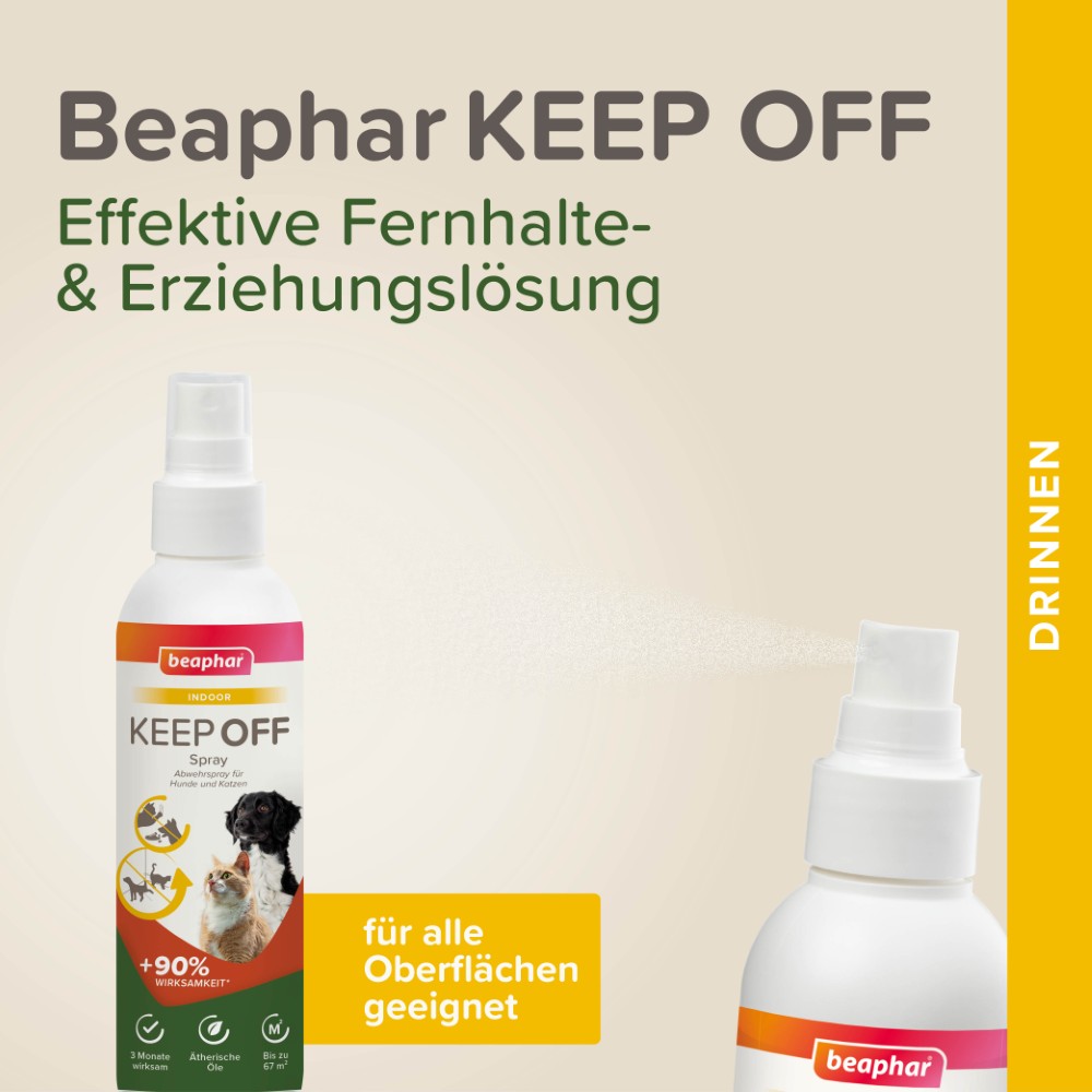 Beaphar Abwehrspray KEEP OFF für Hunde und Katzen | Schutzspray vor Markierungen | Indoor Pumpspray 200ml