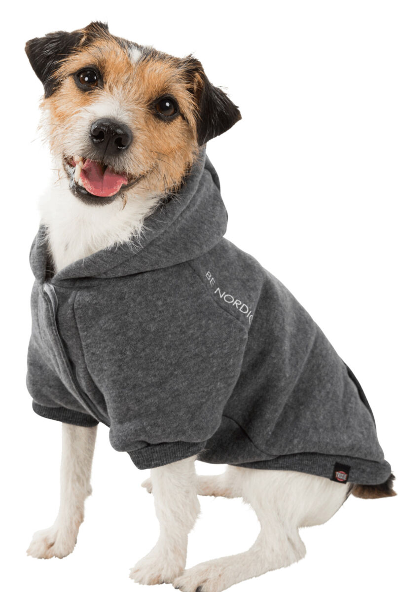 Trixie Hundepulli BE NORDIC Hoodie Flensburg | Hundepullover mit Kapuze | Farbe Grau - Gr. M 50 cm Rückenlänge