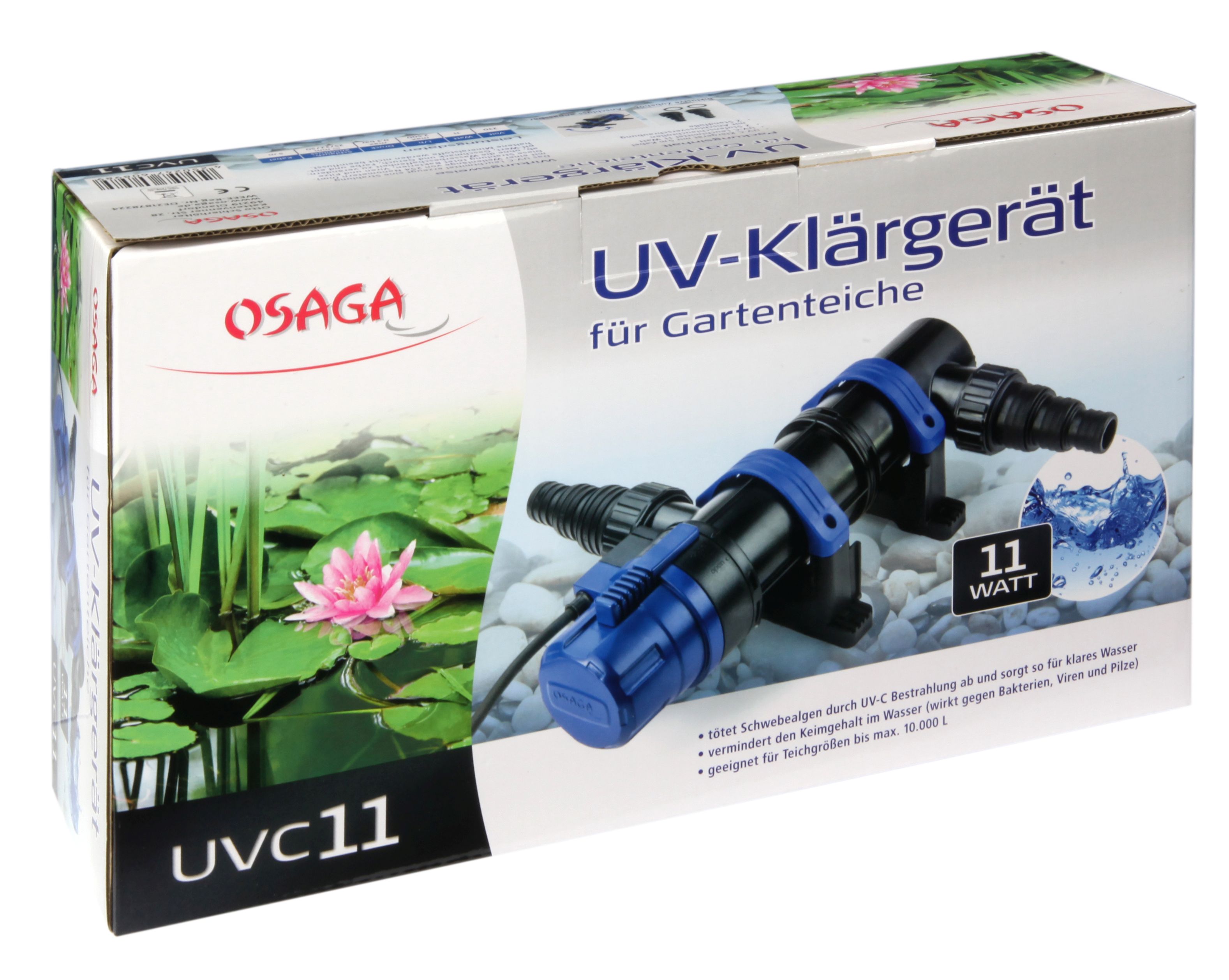 Osaga UVC-Teichklärer | Wasserklärer Vorklärgerät | Leistung 11 Watt für Teichgrößen bis 10.000 l