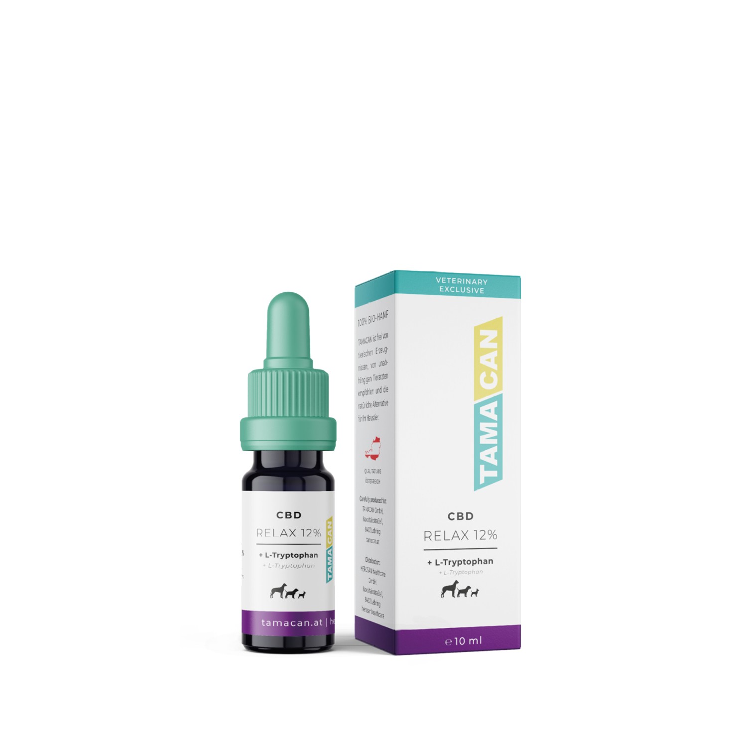 Tamacan Relax | Natürliches Beruhigungsmittel mit CBD & L-Tryptophan für Hunde & Heimtiere | 10 ml