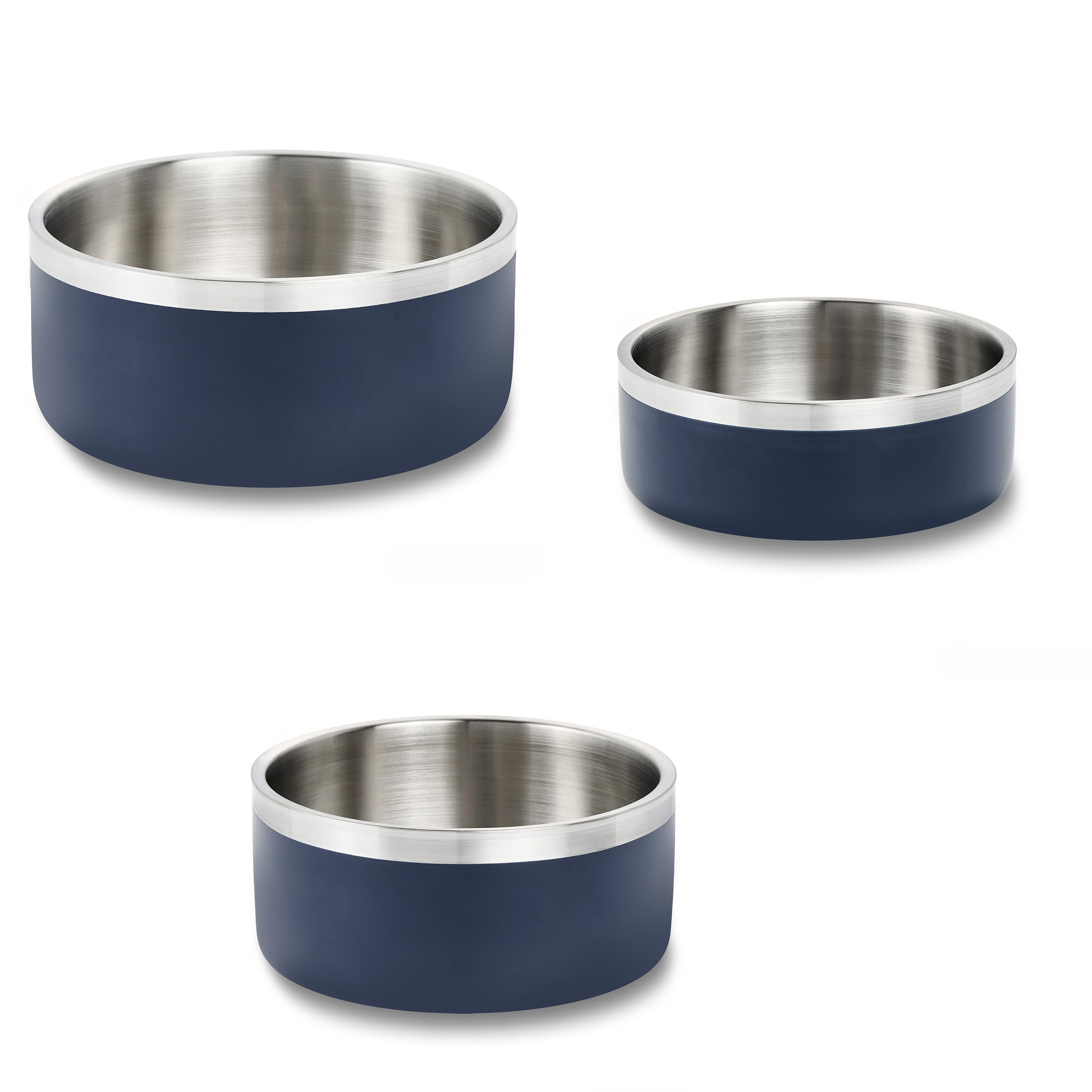 Wolters Linea Hundenapf aus Edelstahl | rutschfester Futternapf in modernem Design | Farbe Dunkelblau - Größe S (0,55 l)