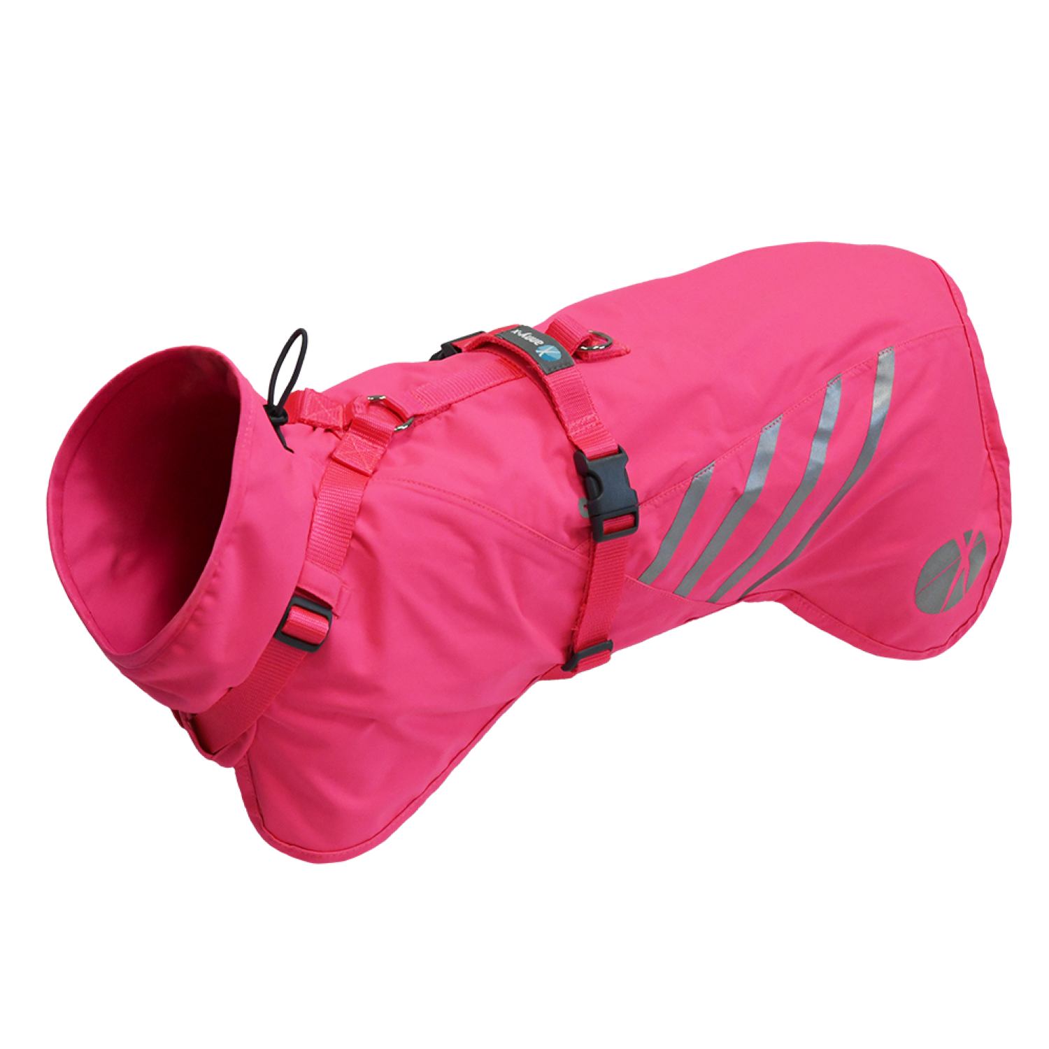 Anny-X Mantelgeschirr Lightning Leuchtpink| Hundegeschirr mit integriertem Regenschutz | Gr. L | 68 cm