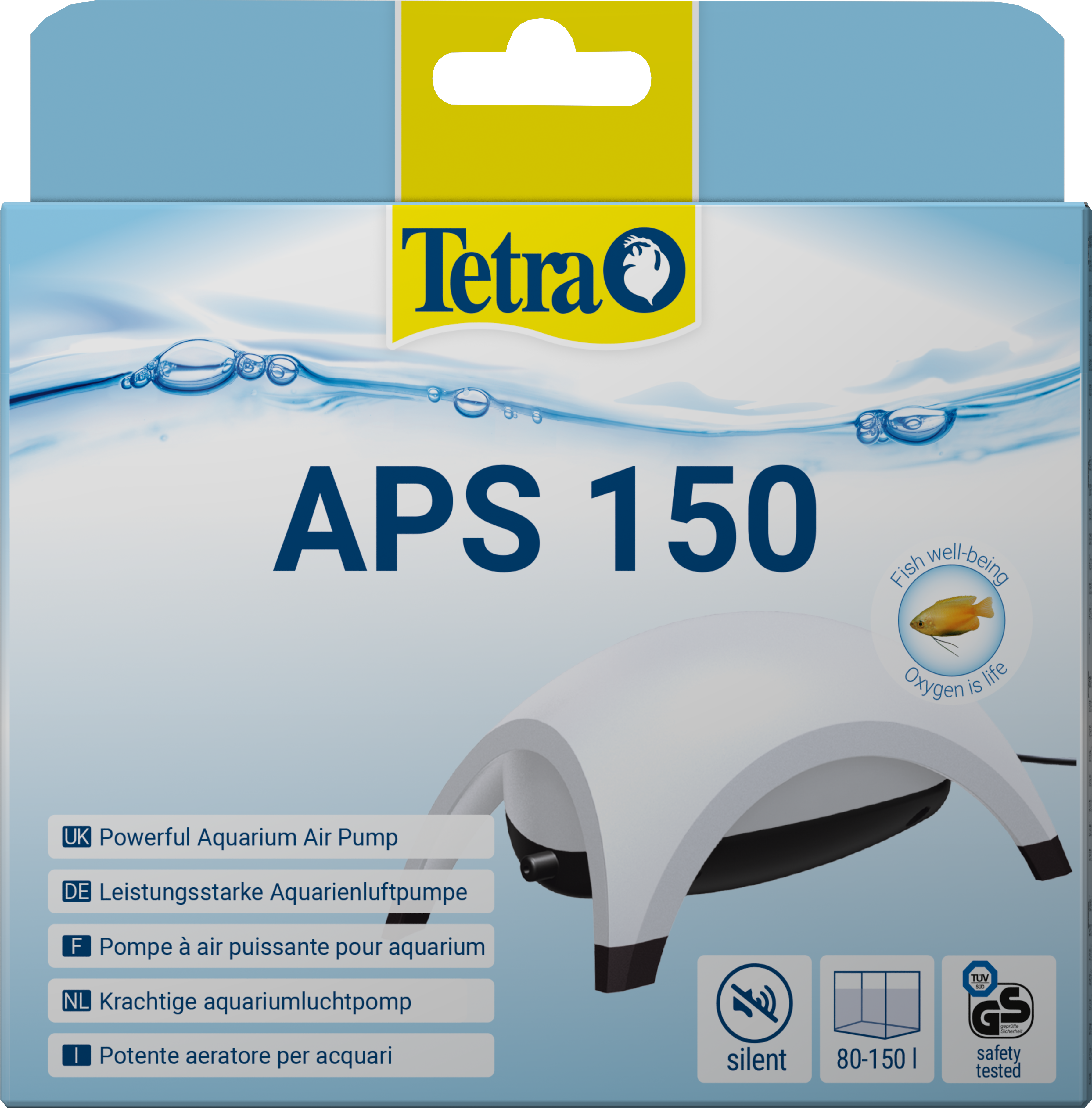 Tetra APS Aquarienluftpumpe bis 150 l Aquariumgröße | Extrem leise & leistungsstark | APS150 Weiß