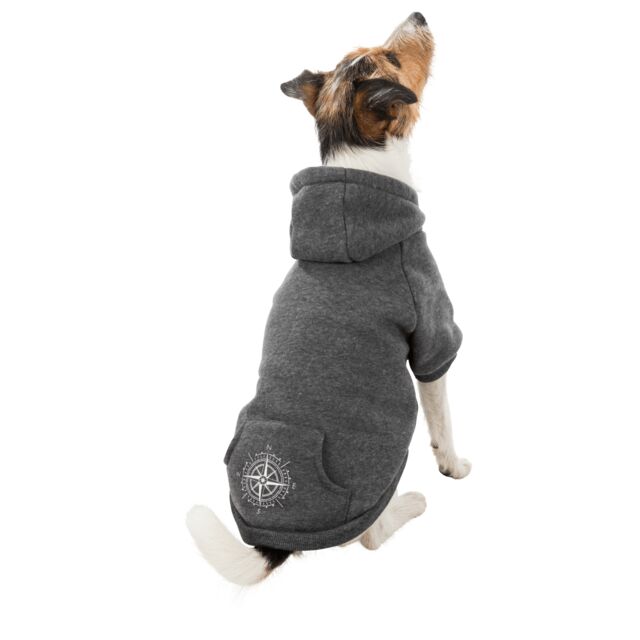 Trixie Hundepulli BE NORDIC Hoodie Flensburg | Hundepullover mit Kapuze | Farbe Grau - Gr. M 50 cm Rückenlänge