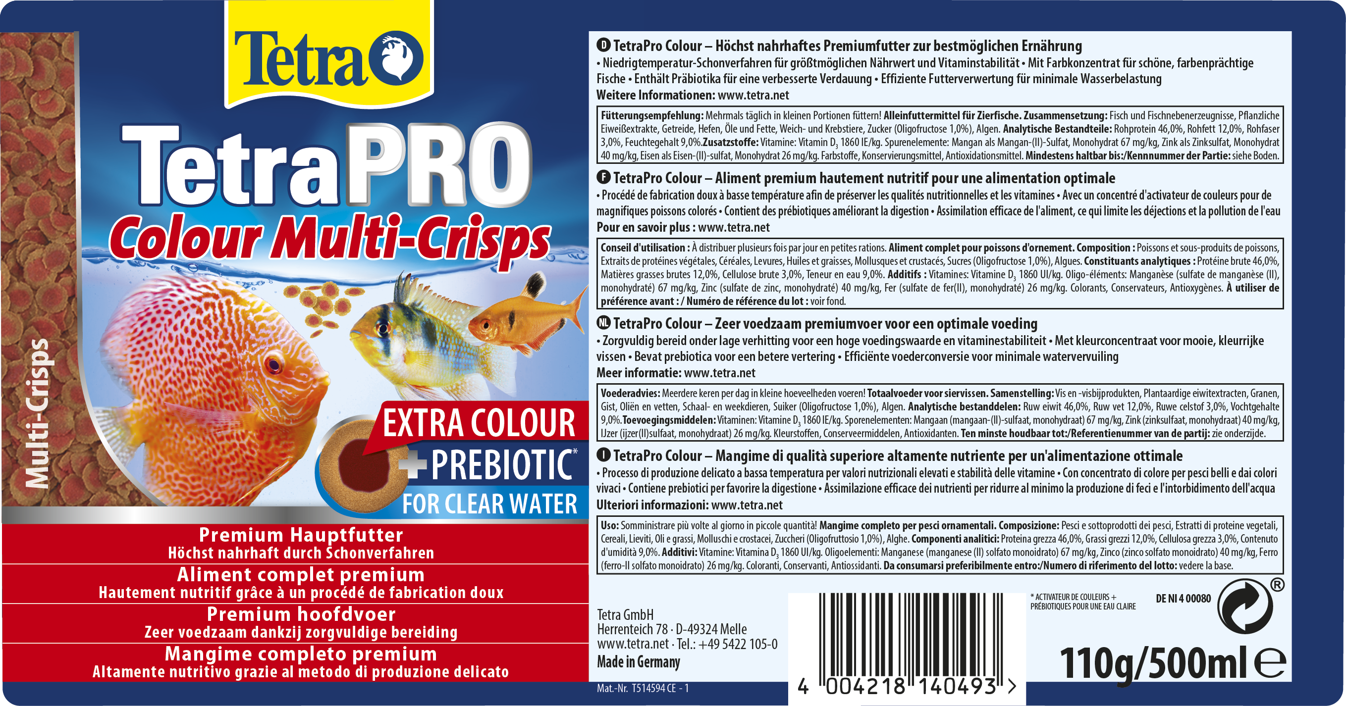 Tetra PRO Colour Multi-Crisps | Alleinfuttermittel für Zierfische |