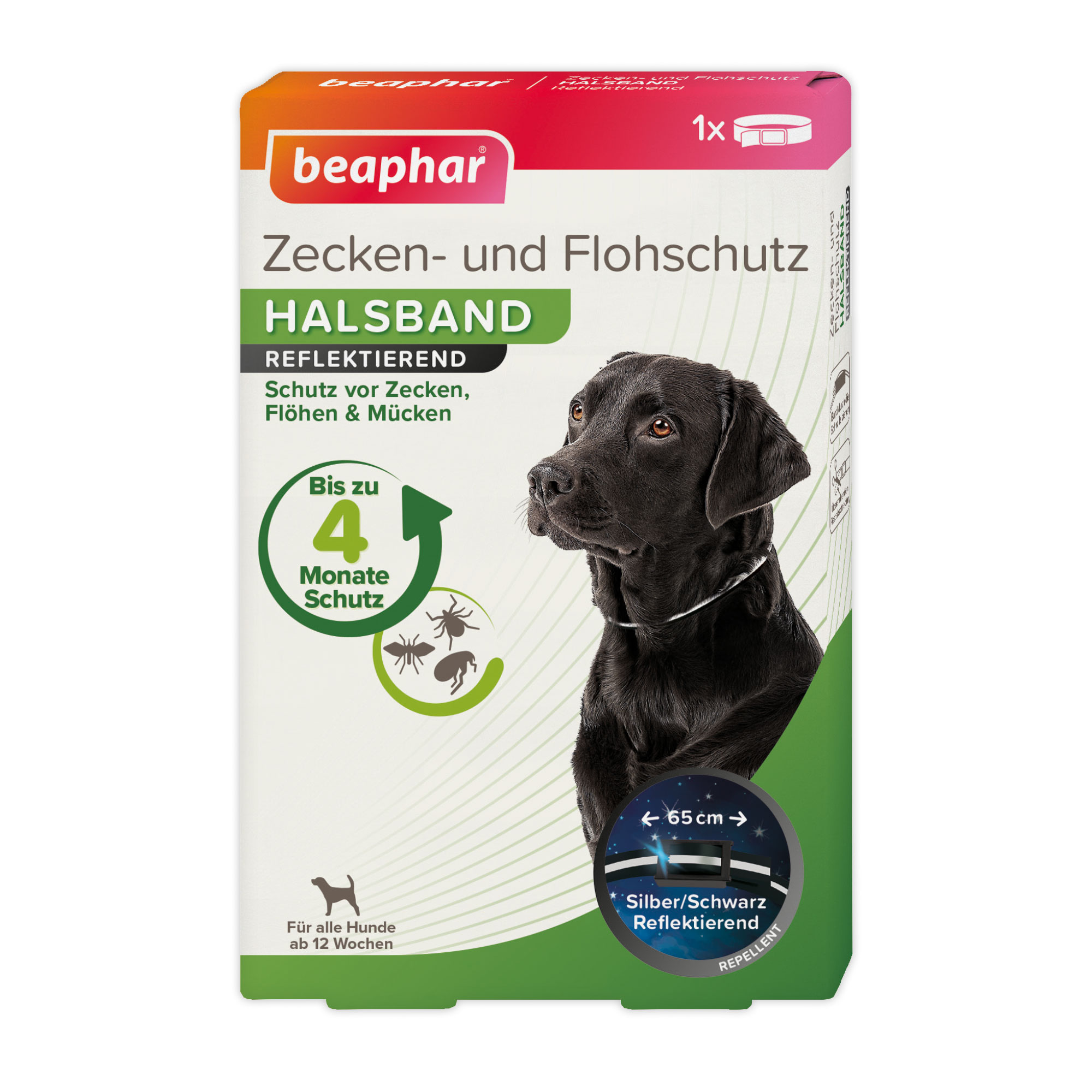 Beaphar Zecken- und Flohschutz Halsband | Länge 65 cm | Reflektierend