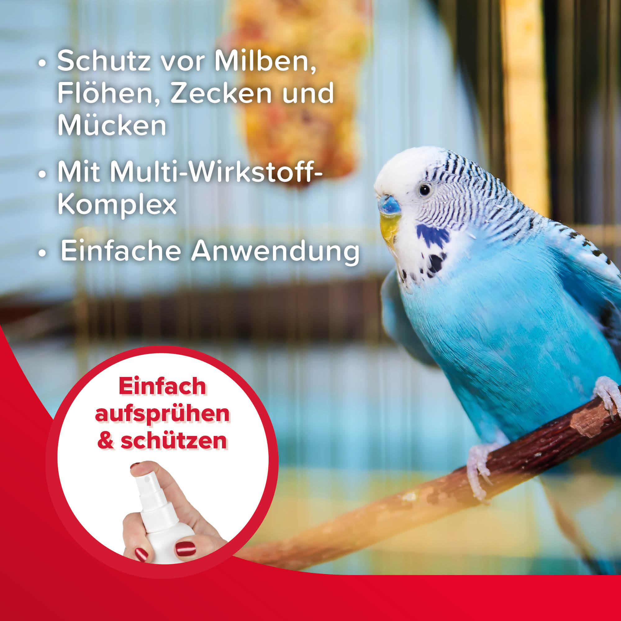 Beaphar VETOplus Milben-Zerstäuber für Vögel | Sofortschutz vor Parasiten | Flasche 100 ml