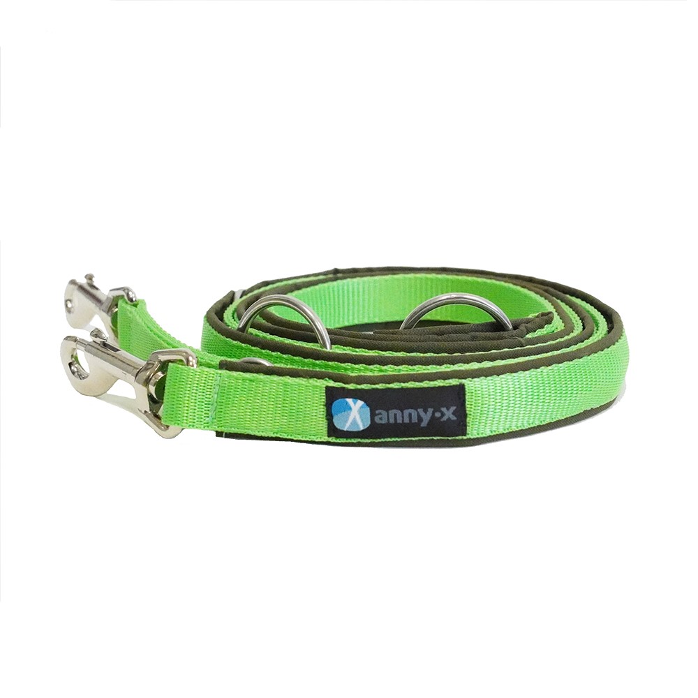 Anny·X Führleine Bolt Fun | verstellbare Hundeleine | gepolsterte Leine mit Bolzenkarabiner | Größe Classic- Farbe Oliv-Hellgrün