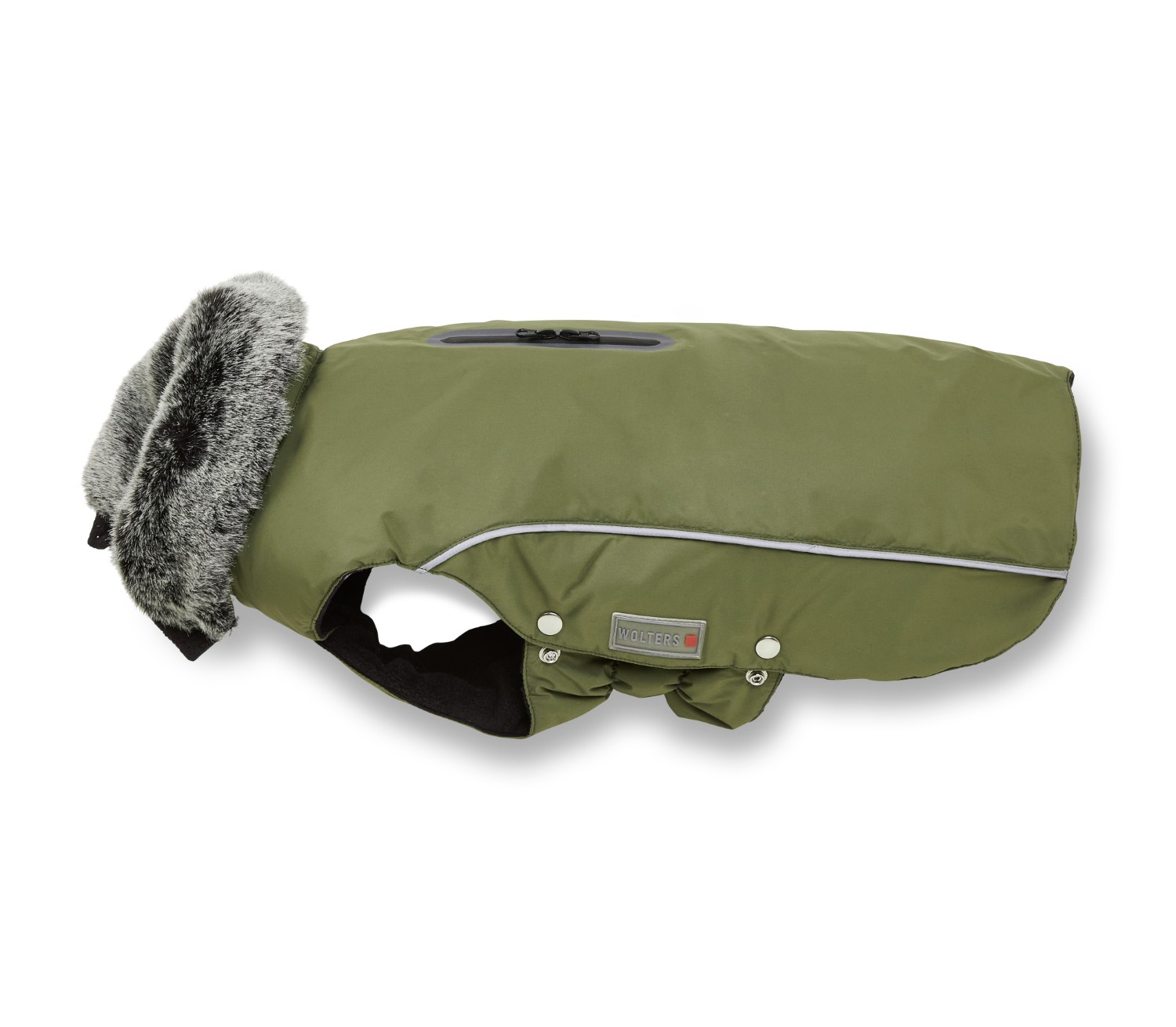 Wolters Winterjacke Amundsen | Wintermantel für Hunde – warm, wasserdicht | Farbe Oliv | Gr. 20 (Rückenlänge 19 - 21 cm)