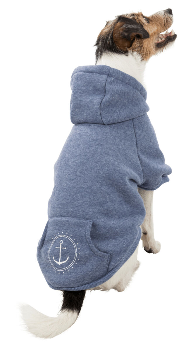 Trixie Hundepulli BE NORDIC Hoodie Flensburg | Hundepullover mit Kapuze | Farbe Blau - Gr. XS 27 cm Rückenlänge